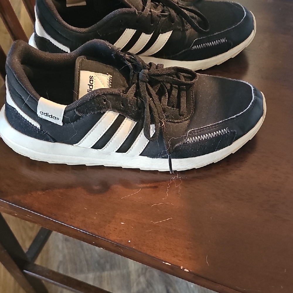 Adidas Woman's Black Sneakers with White Stripes